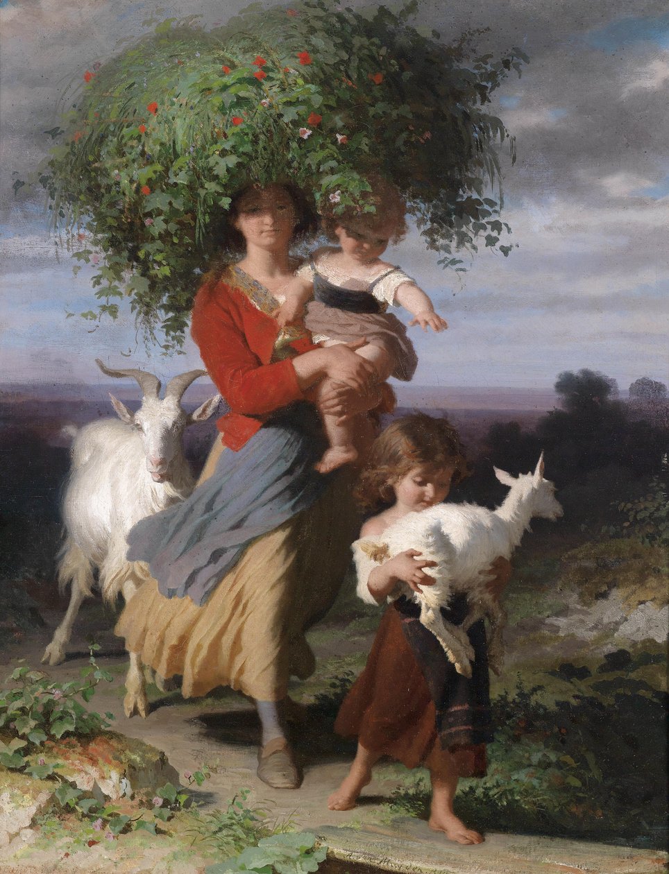 Mãe com filhos a caminho de casa de Jacques Alfred van Muyden
