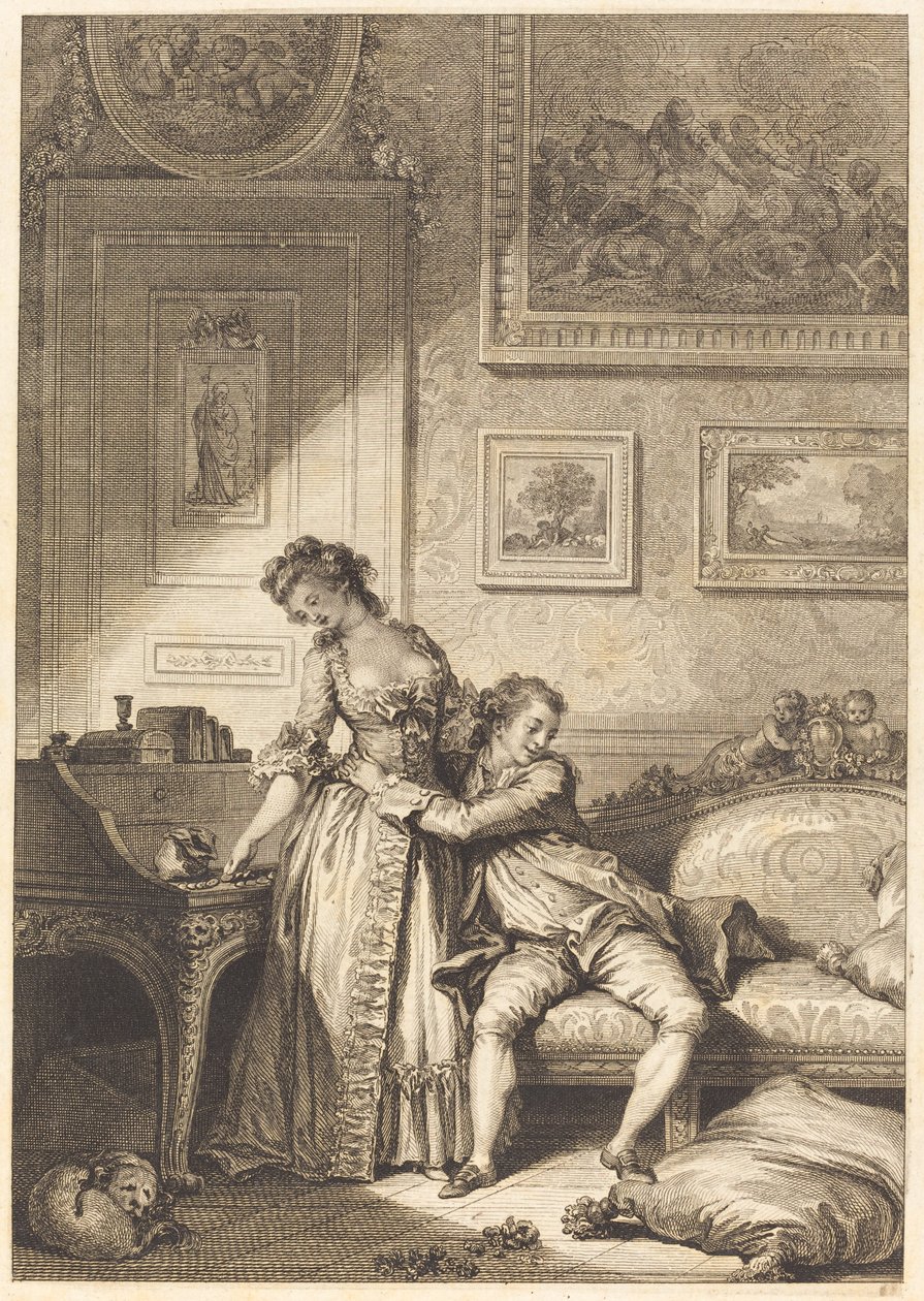 Uma mulher vigarista avarenta e galante de Jacques Aliamet and Antoine Jean Duclos after Jean Honoré Fragonard
