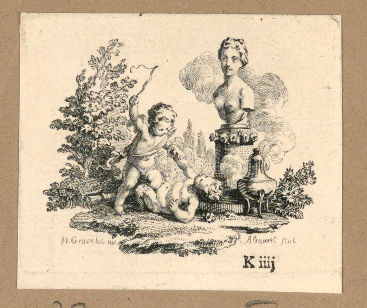 Gravura, Cupido castigando uma rapariga sátira de Jacques Alianet