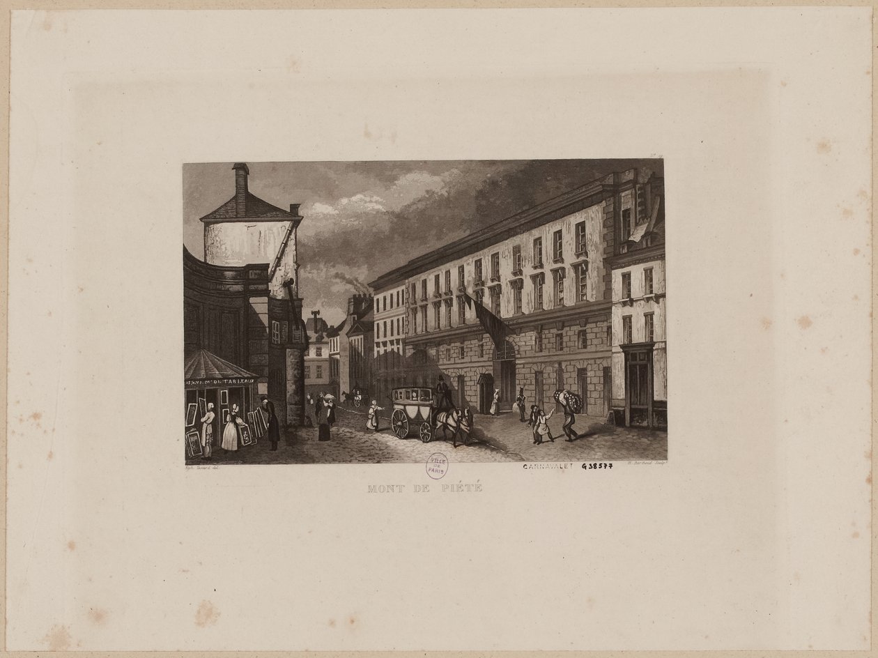Mont de Piété, antes de 1864 (água-tinta) de Jacques Alphonse (after) Testard