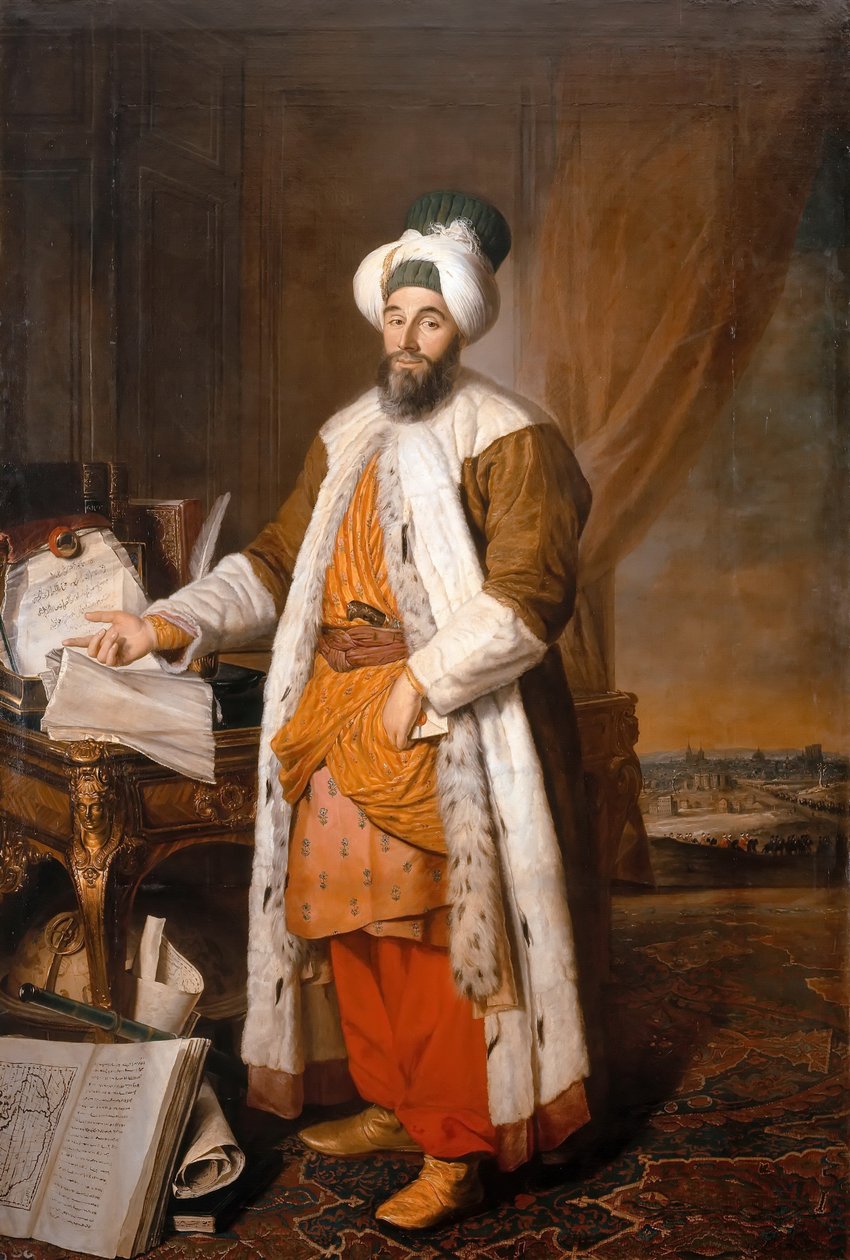Retrato de Mehemet Said Pacha, Bey de Rumelia, embaixador especial do otomano Sultan Mahmoud I i de Jacques Andre Joseph Camelot Aved