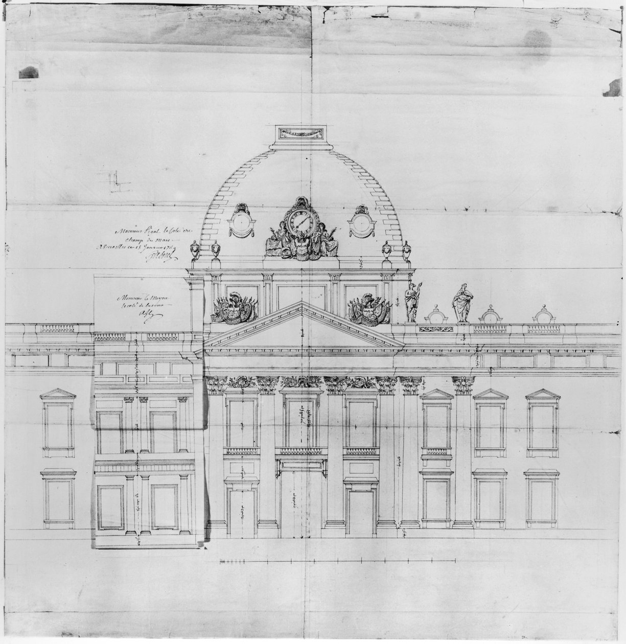 Design para a École Militaire em Paris, 1769 de Jacques Ange Gabriel