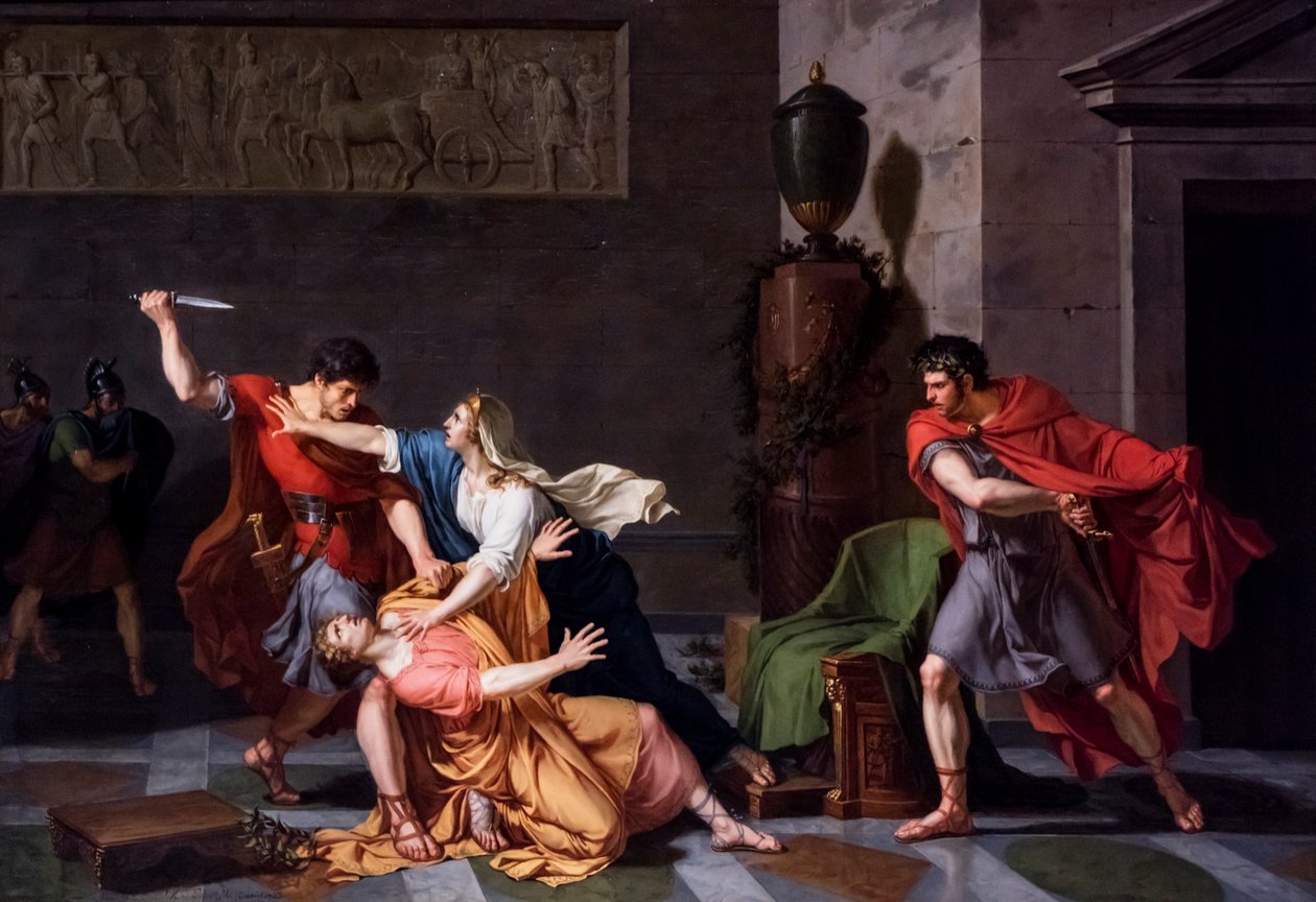 Geta morre nos braços da sua mãe, assassinado por ordem do seu irmão Caracalla de Jacques Augustin Catherine Pajou