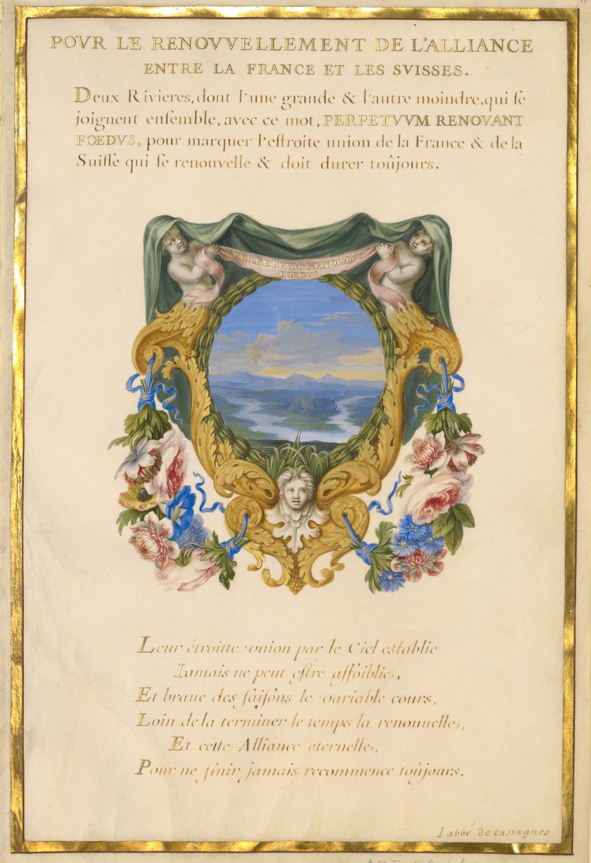Escudo com uma paisagem de Jacques Bailly