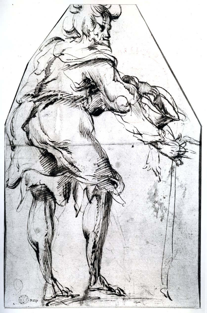 Mendigo com chapéu e pau (caneta e tinta sobre papel) de Jacques Bellange