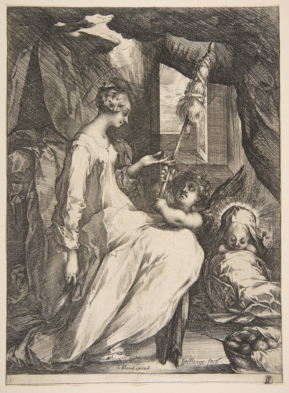 Virgem e criança com um anjo, 1612-16. de Jacques Bellange