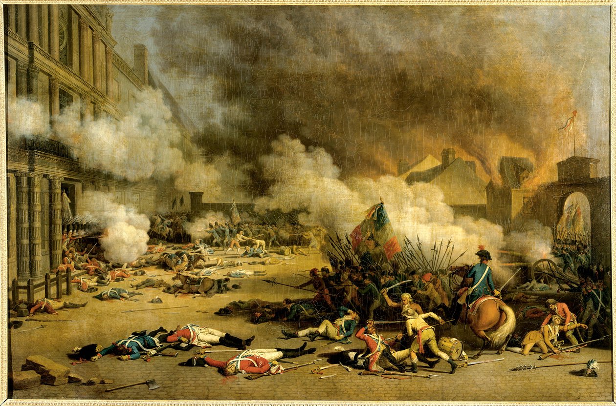Captura dos Tuileries: Ataque do Palais des Tuileries em 10 de agosto de Jacques Bertaux
