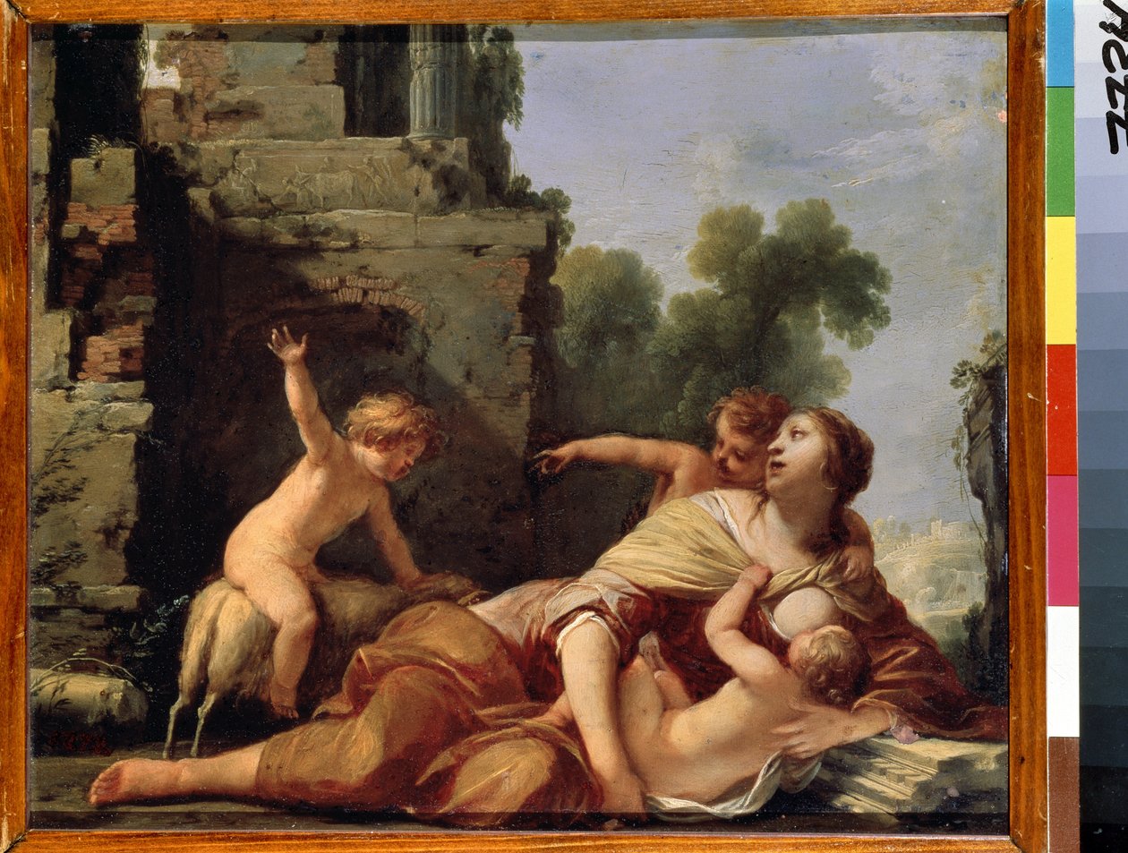 "Alegoria da Caridade Uma Mãe Enfermeira Pintura de Jacques Blanchard (1600-1638) Museu do l