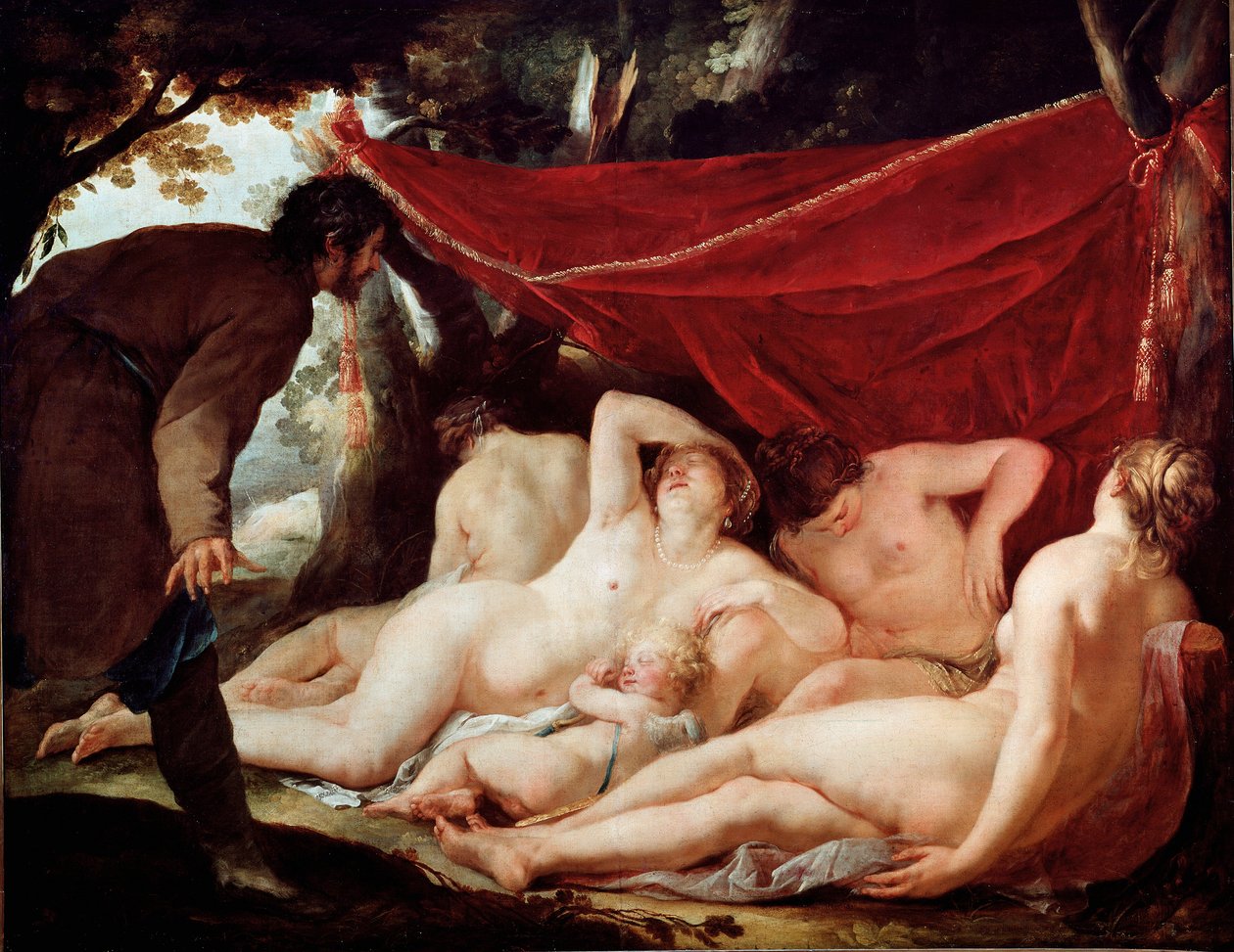 Venha e as Graças surpreendido por um mortal. Pintura de Jacques Blanchard (1600-1638). Dim: 170x218cm. Museu do Louvre de Jacques Blanchard