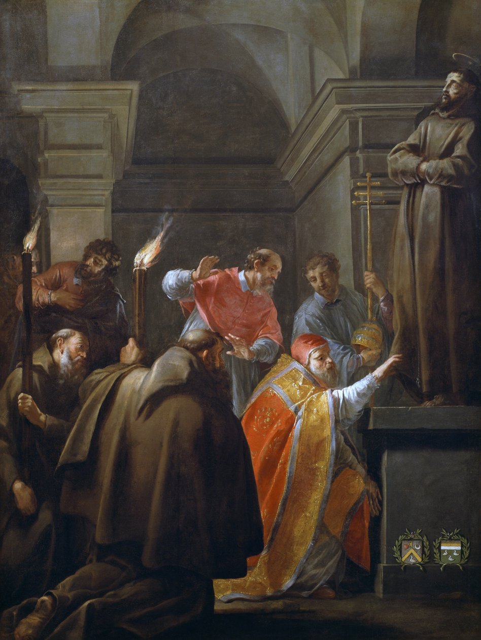 Papa Nicolau V no túmulo de São Francisco de Assis, pintura de Jacques Blanchard (1600-1638) de Jacques Blanchard