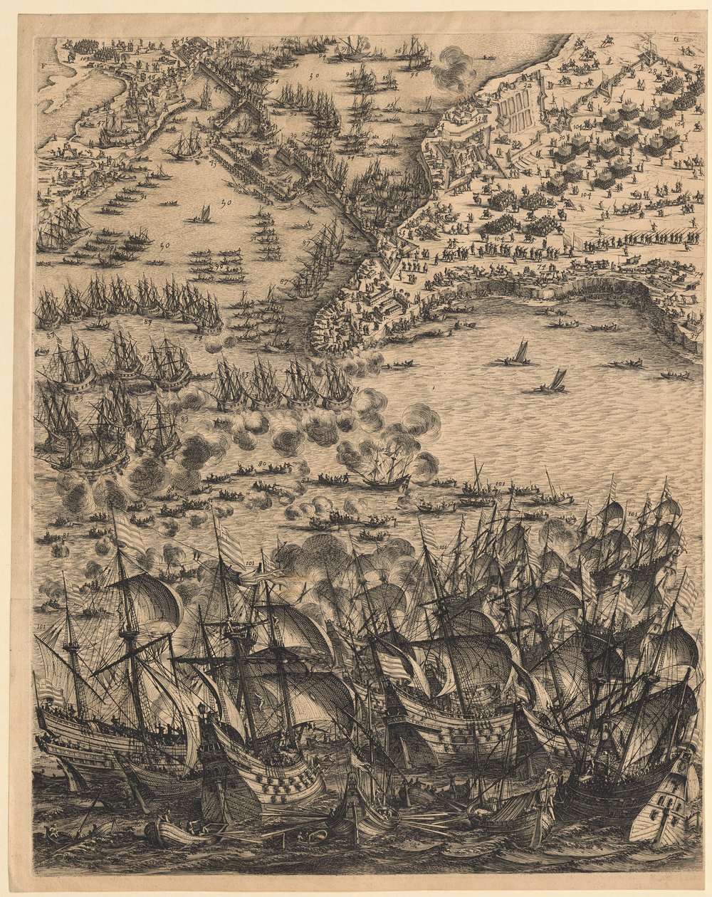 2. Painel inferior central da obra «O Cerco de La Rochelle» de Jacques Callot