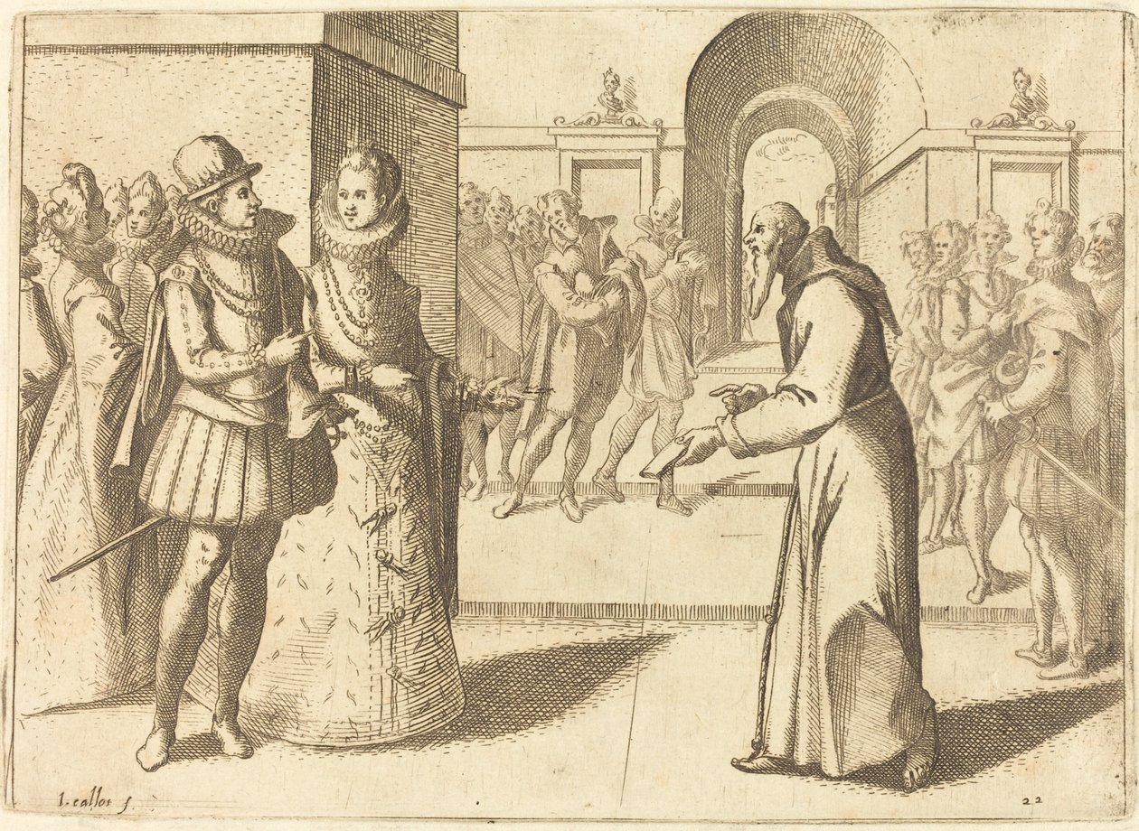 Um Capucio Agradecendo ao Rei da Baviera, 1612. de Jacques Callot