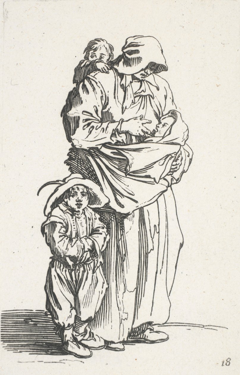 Uma mãe e os seus três filhos, de The Beggars (La mere et ses trois enfants) de Jacques Callot