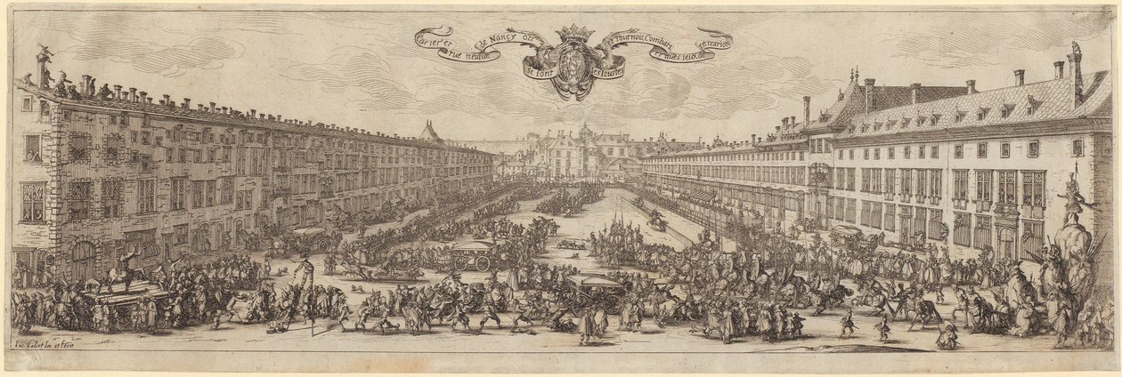 Vista da Rue Neuve, em Nancy de Jacques Callot