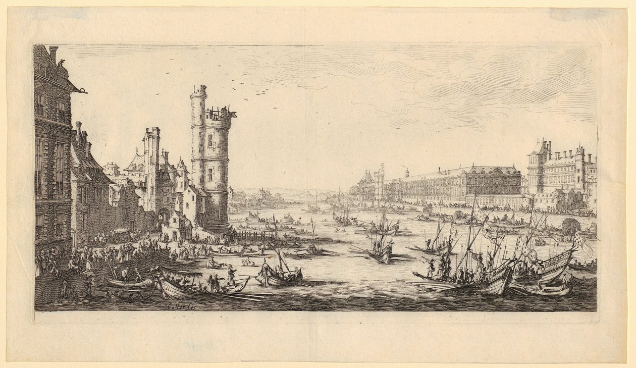 Vista do Louvre, folha 1 da série «As duas grandes vistas de Paris» de Jacques Callot