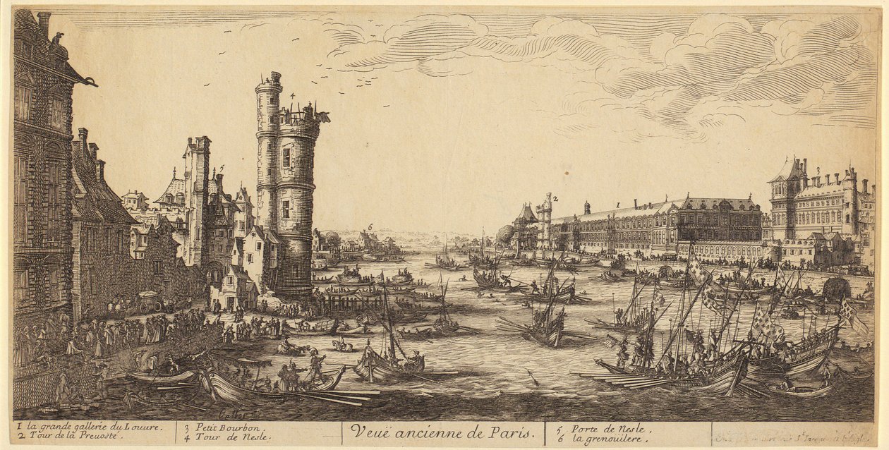 Vista do Louvre, estampa 1 da série «As duas grandes vistas de Paris» de Jacques Callot