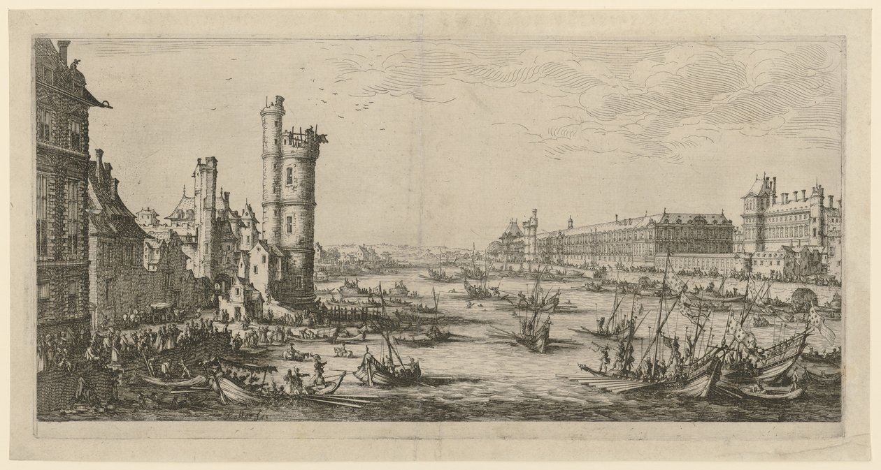 Vista do Louvre, folha da série «Duas grandes vistas de Paris» de Jacques Callot