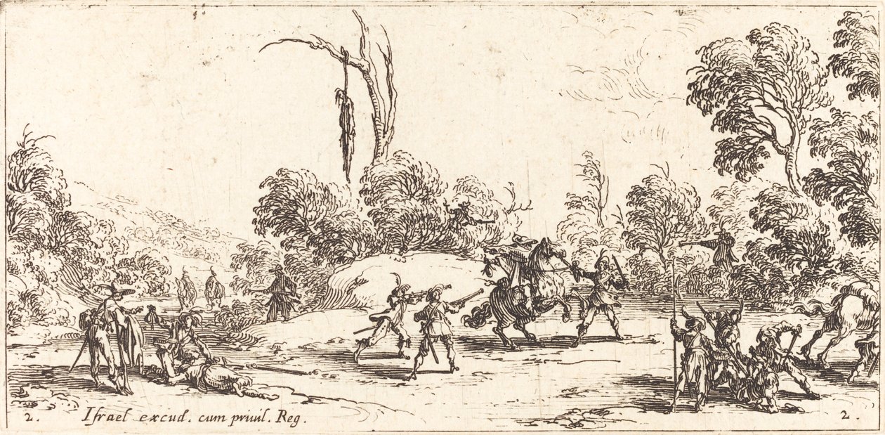 Atacando viajantes na estrada de Jacques Callot