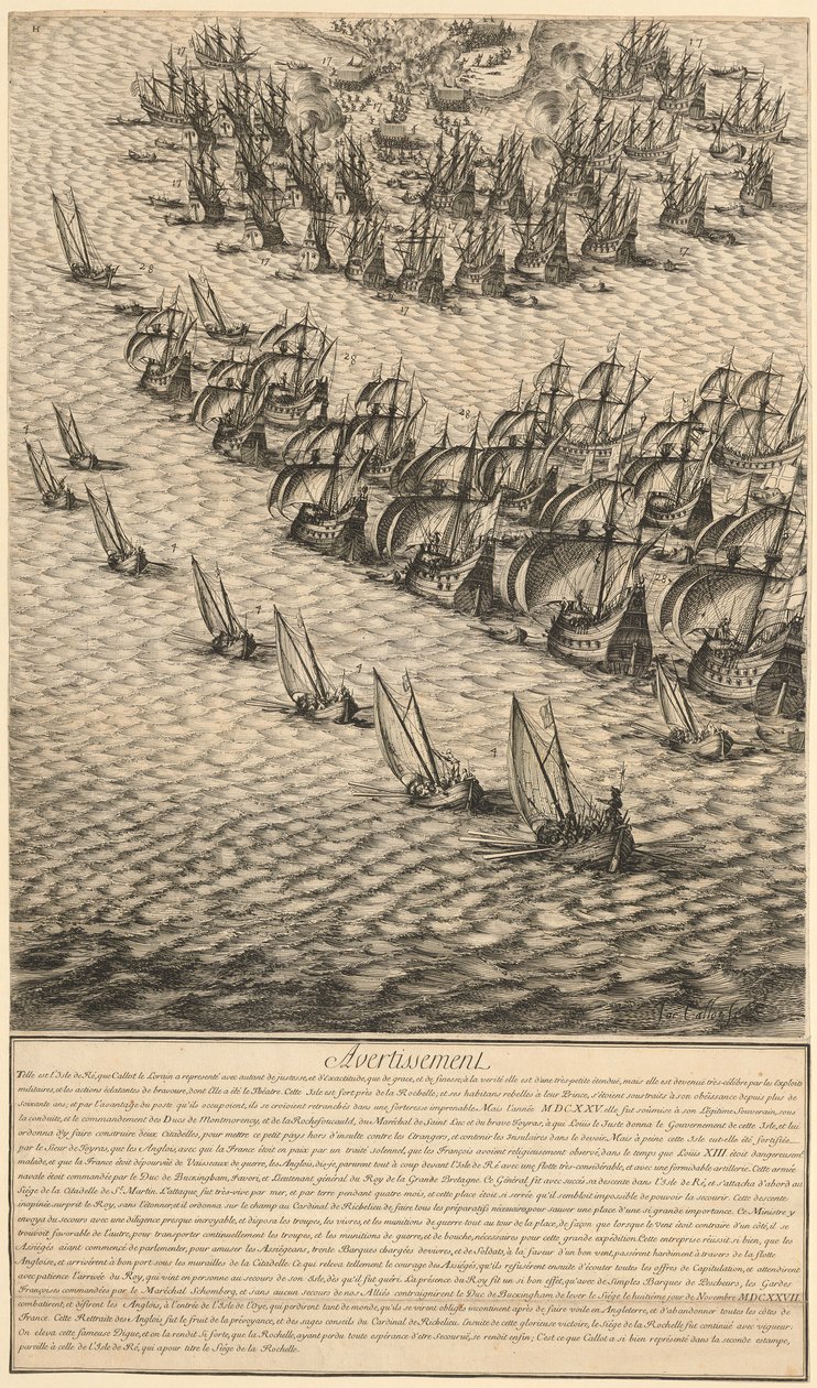 Detalhe da obra «Cerco à cidadela de São Martinho na Ilha de Ré» de Jacques Callot