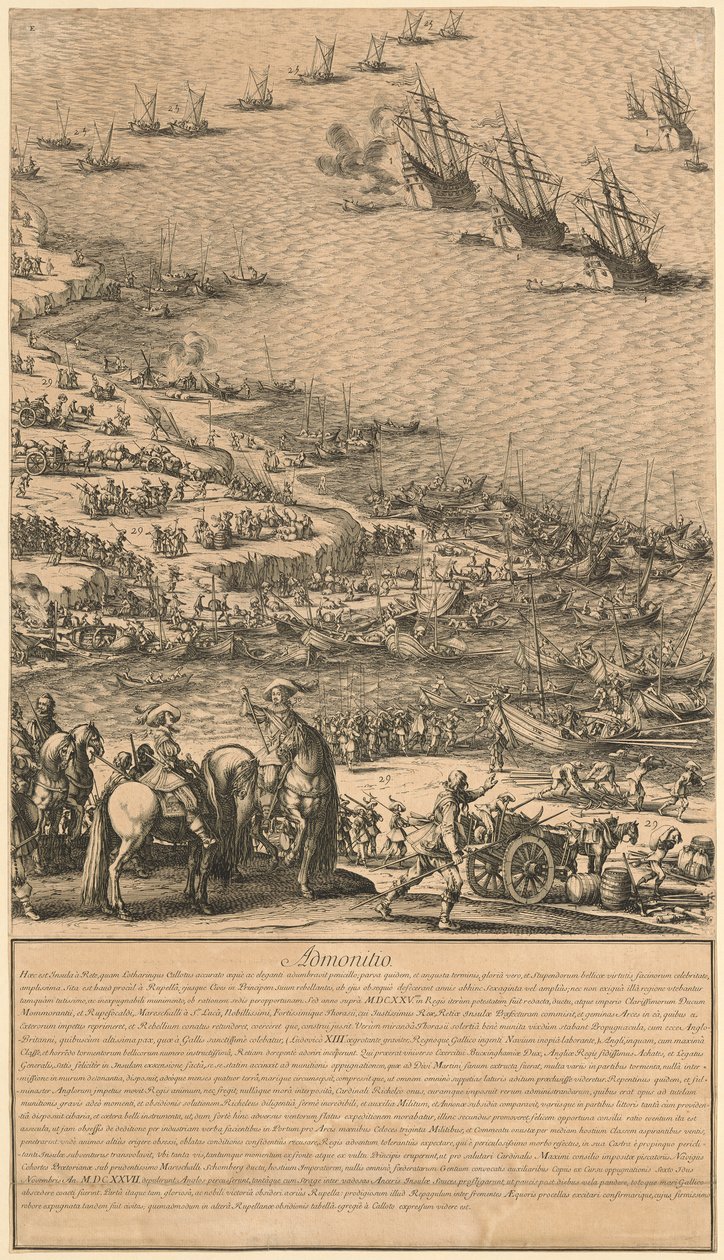 Pormenor de «Cerco da cidadela de St. Martin na Île de Ré» de Jacques Callot