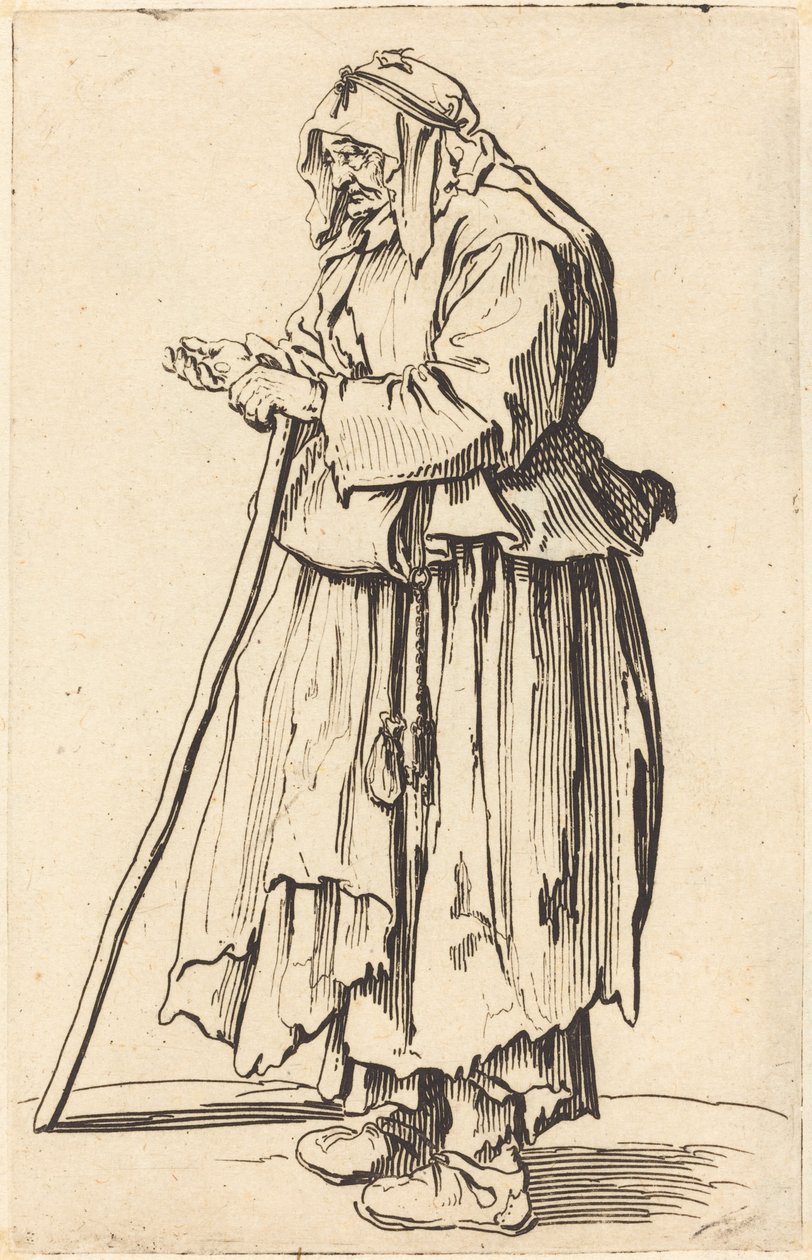 Mendiga Recebendo Caridade, c. 1622. de Jacques Callot