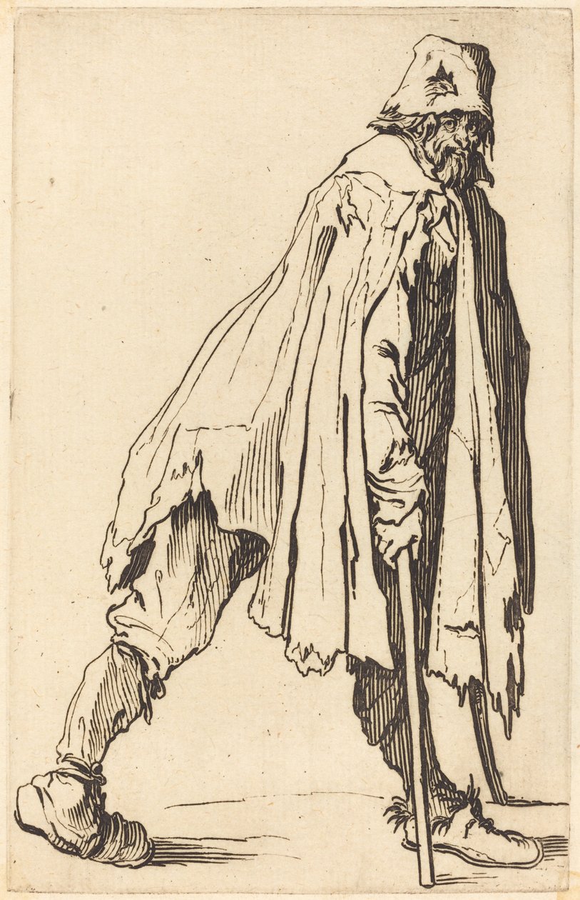 Mendigo com muletas e boné de Jacques Callot