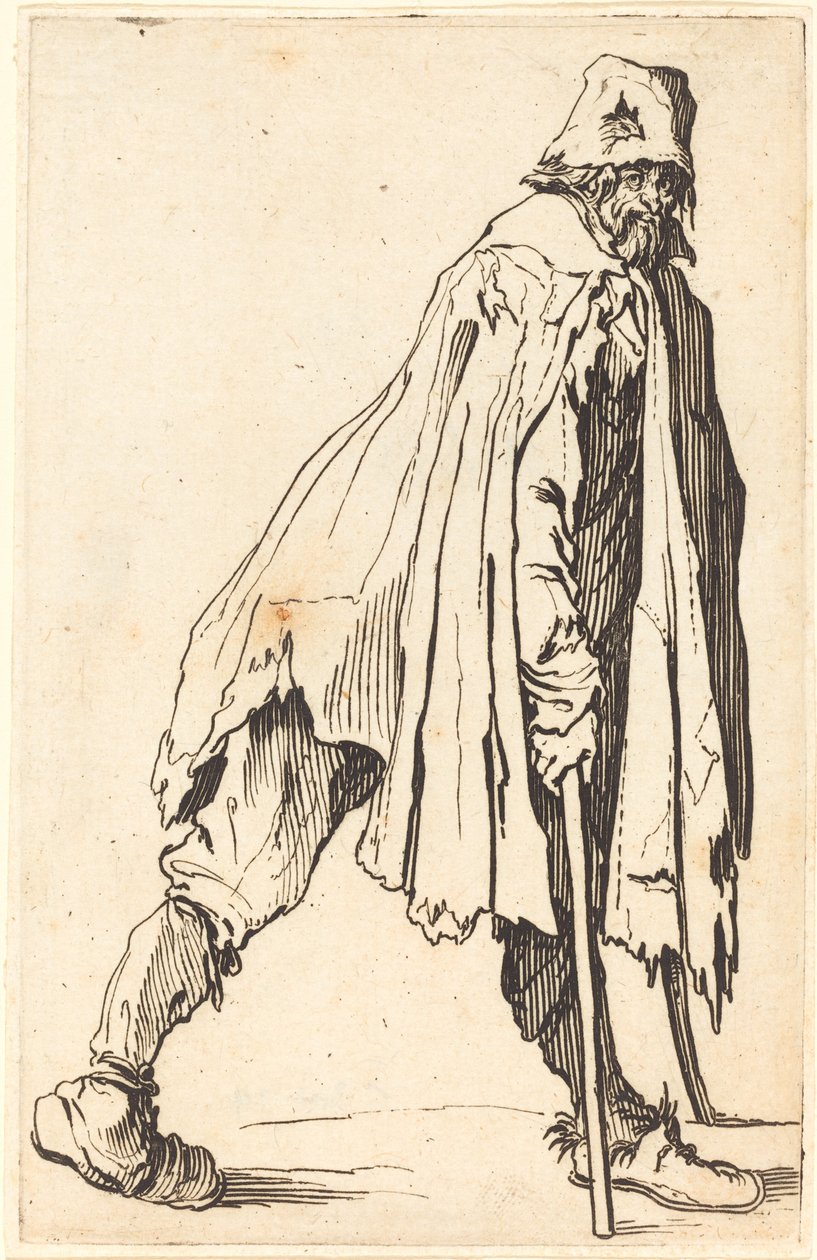 Mendigo com muletas e boné de Jacques Callot