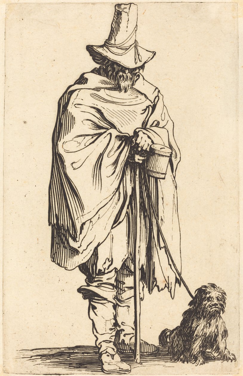 Mendigo com cachorro, c.1622 de Jacques Callot
