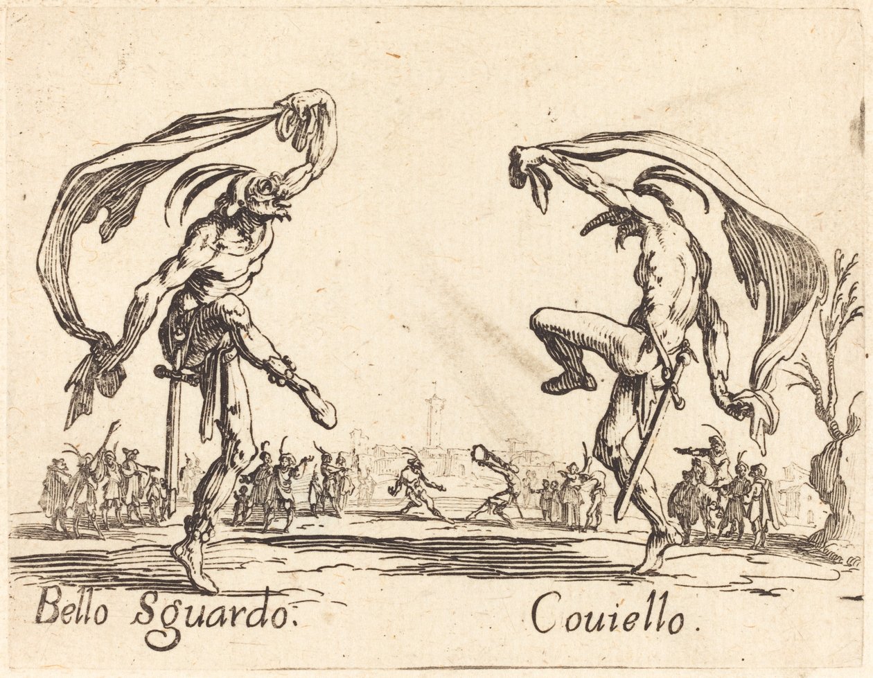 Bello Sguardo e Coviello, c. 1622. de Jacques Callot