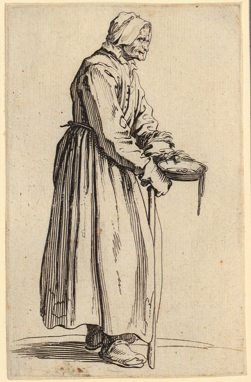 Mendiga com prato, prancha 20 da série «Os Mendigos» de Jacques Callot