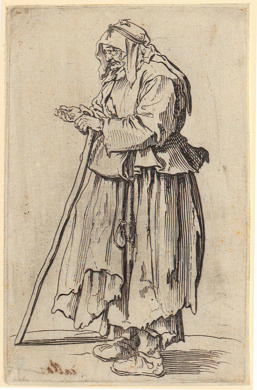 Mendiga com as suas esmolas, prancha 23 da série «Os mendigos» de Jacques Callot