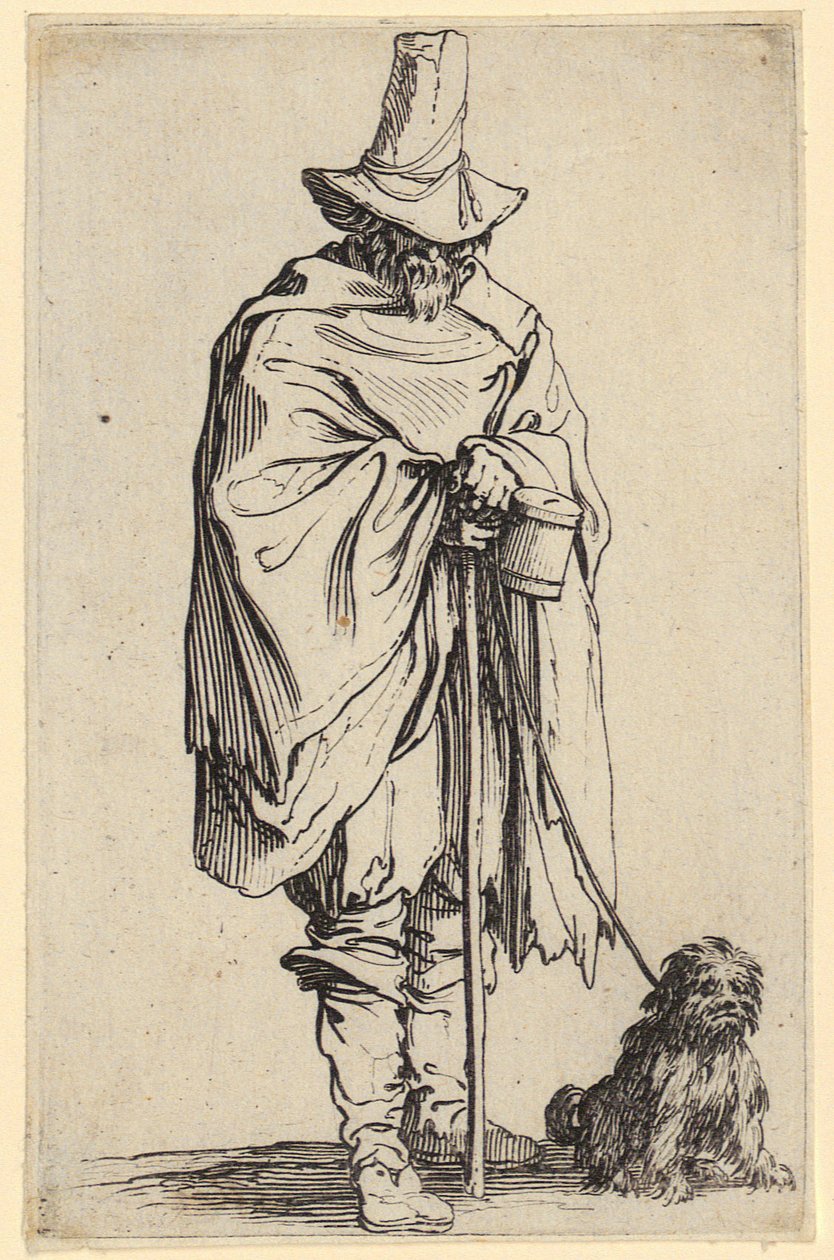 Cego e o seu cão, prancha 22 da série «Os Mendigos» de Jacques Callot