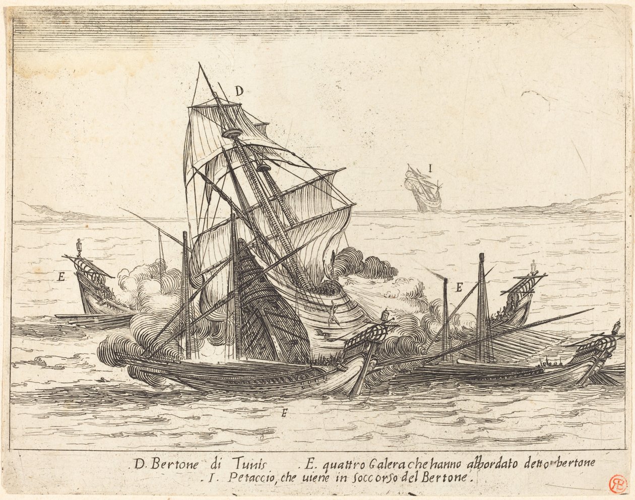 Embarque do Bertone, 1617. de Jacques Callot