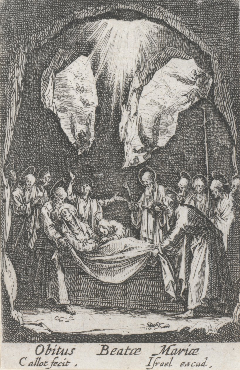 Enterro da Virgem, nº 12 de The Life of the Virgin de Jacques Callot