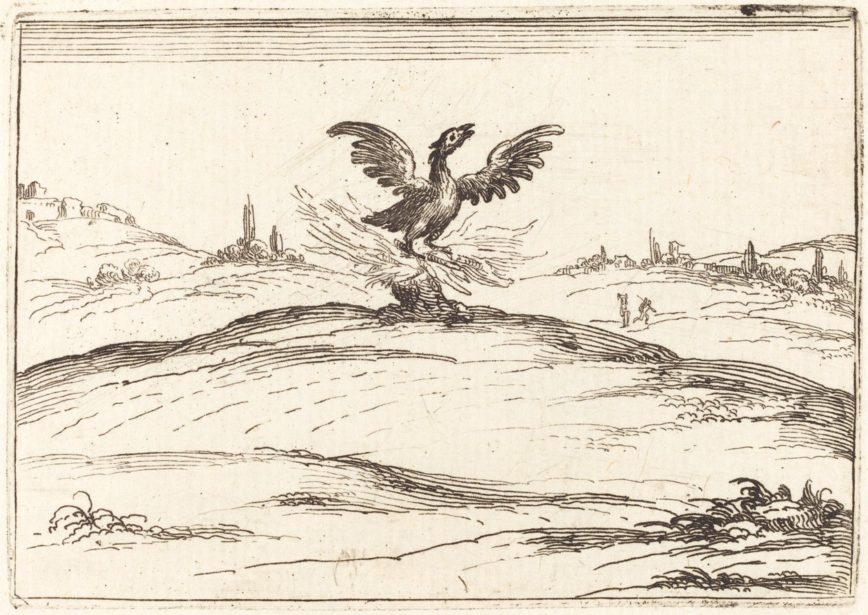 Fênix em chamas, 1628. de Jacques Callot