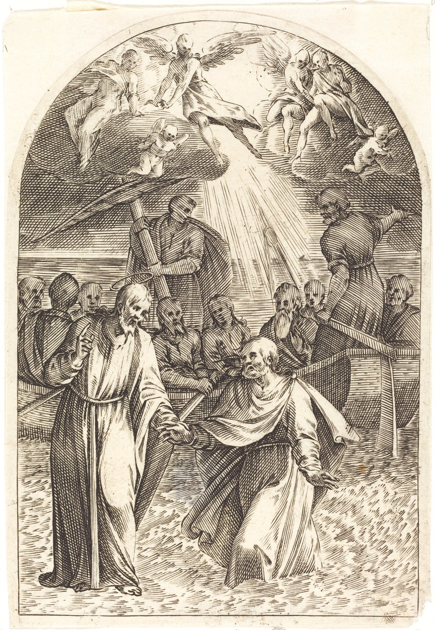 Cristo andando sobre as águas [segunda placa] de Jacques Callot