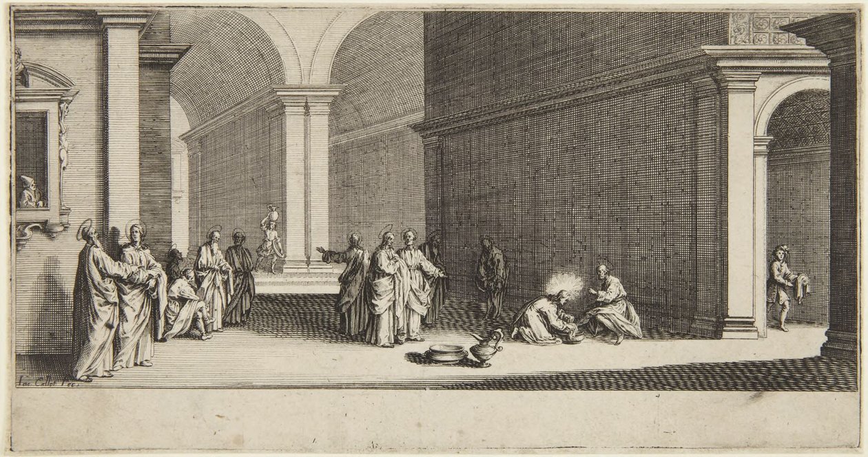 Cristo lavando os pés aos apóstolos de Jacques Callot