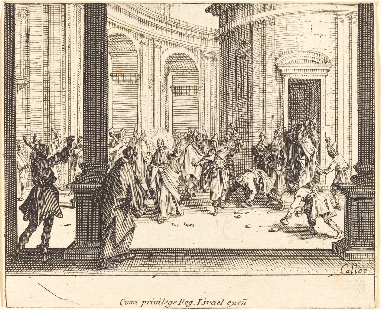 Cristo e a mulher apanhada em adultério de Jacques Callot