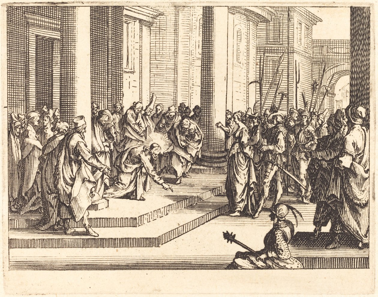 Cristo e a mulher apanhada em adultério de Jacques Callot