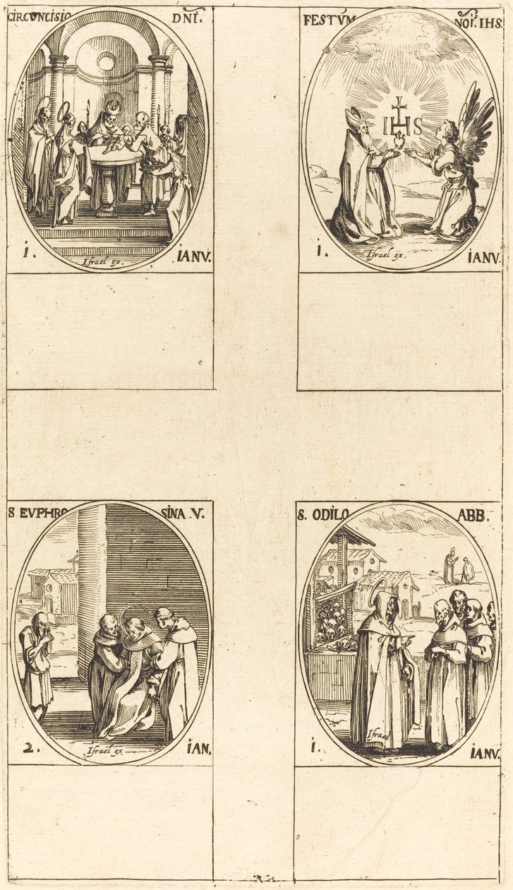 Circuncisão; Festa do Nome de Cristo; São Odilo; Santa Eufrosina de Jacques Callot