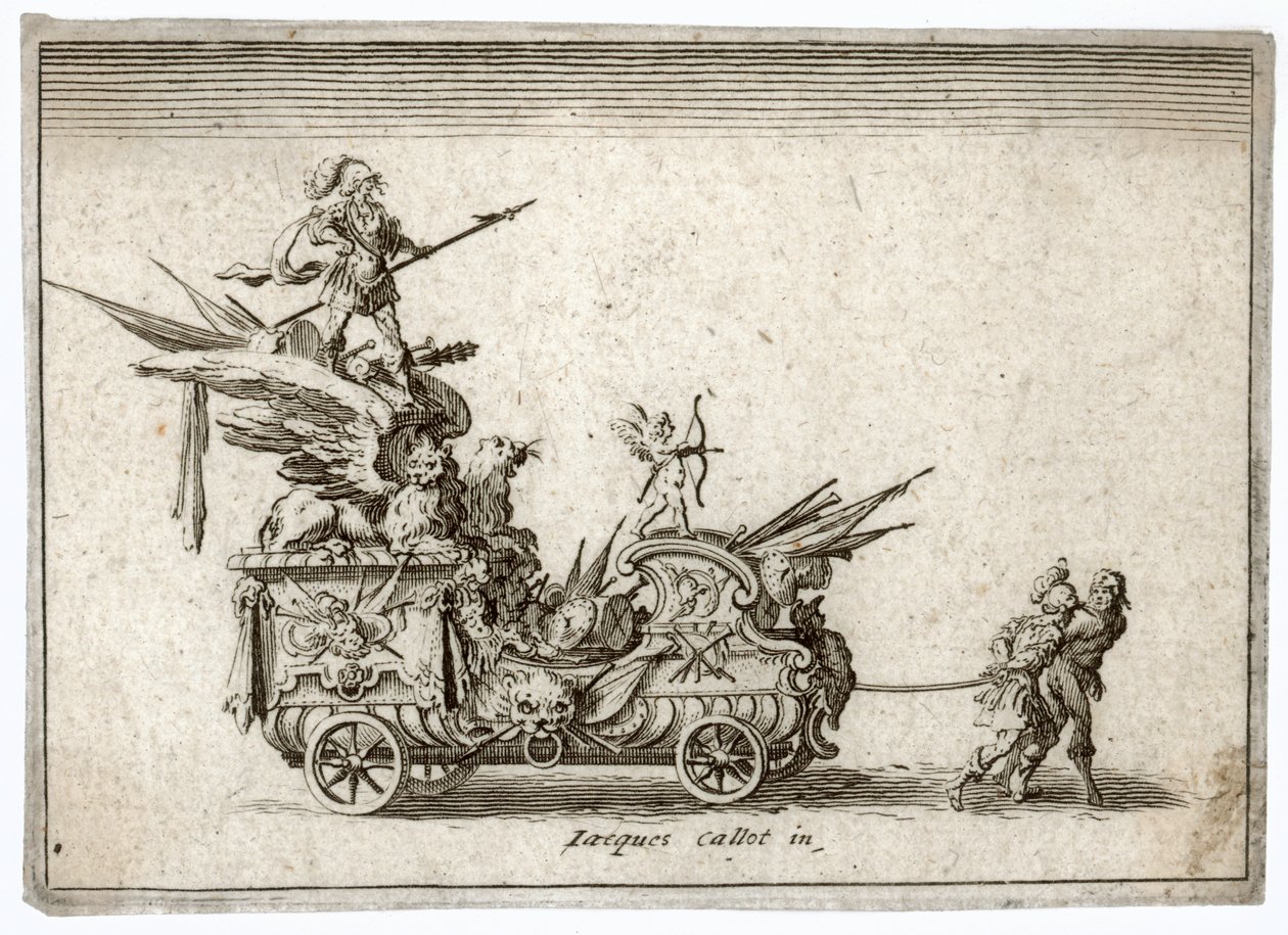 Combate a la barriere. Gravura Uma carruagem. Meaume 490-503 ... (gravura) de Jacques Callot