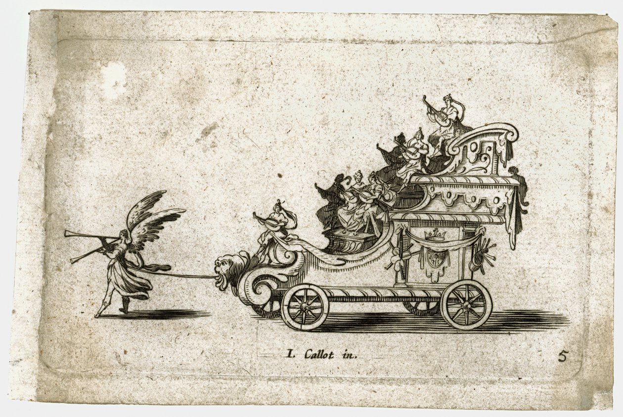 Combat a la barriere: uma carruagem ... (gravura) de Jacques Callot