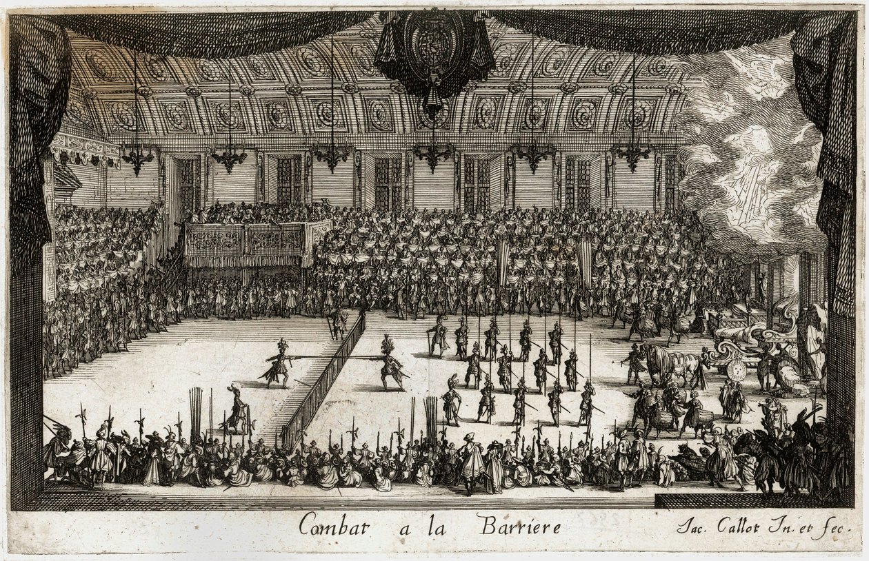 Combat a la barriere: o torneio ... (gravura) de Jacques Callot