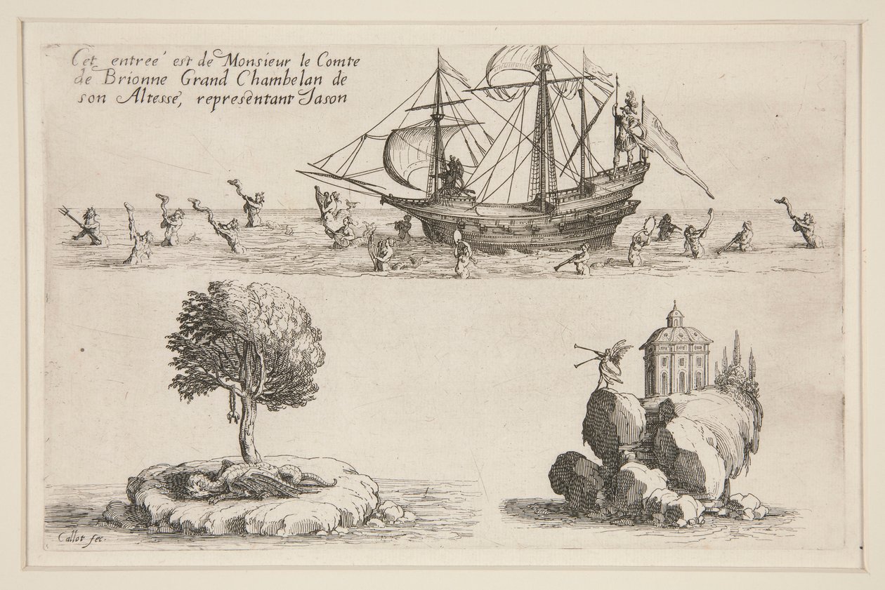 Combat à la Barri?re, Esta entrada é de Monsieur le Comte de Brionne Grand Chambelan de son Altesse, em representação de Jason de Jacques Callot