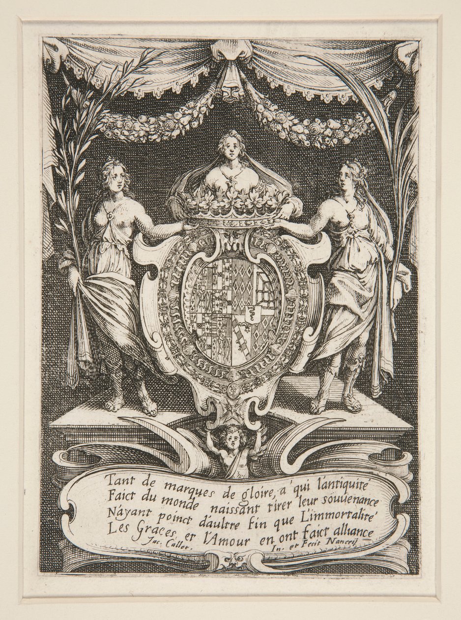 Combat ? la Barri?re, Frontispiece, The Arms of Lorraine-Chevreuse de Jacques Callot