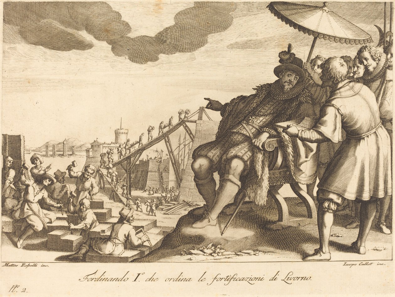 Construção e Fortificação do Porto de Livorno de Jacques Callot