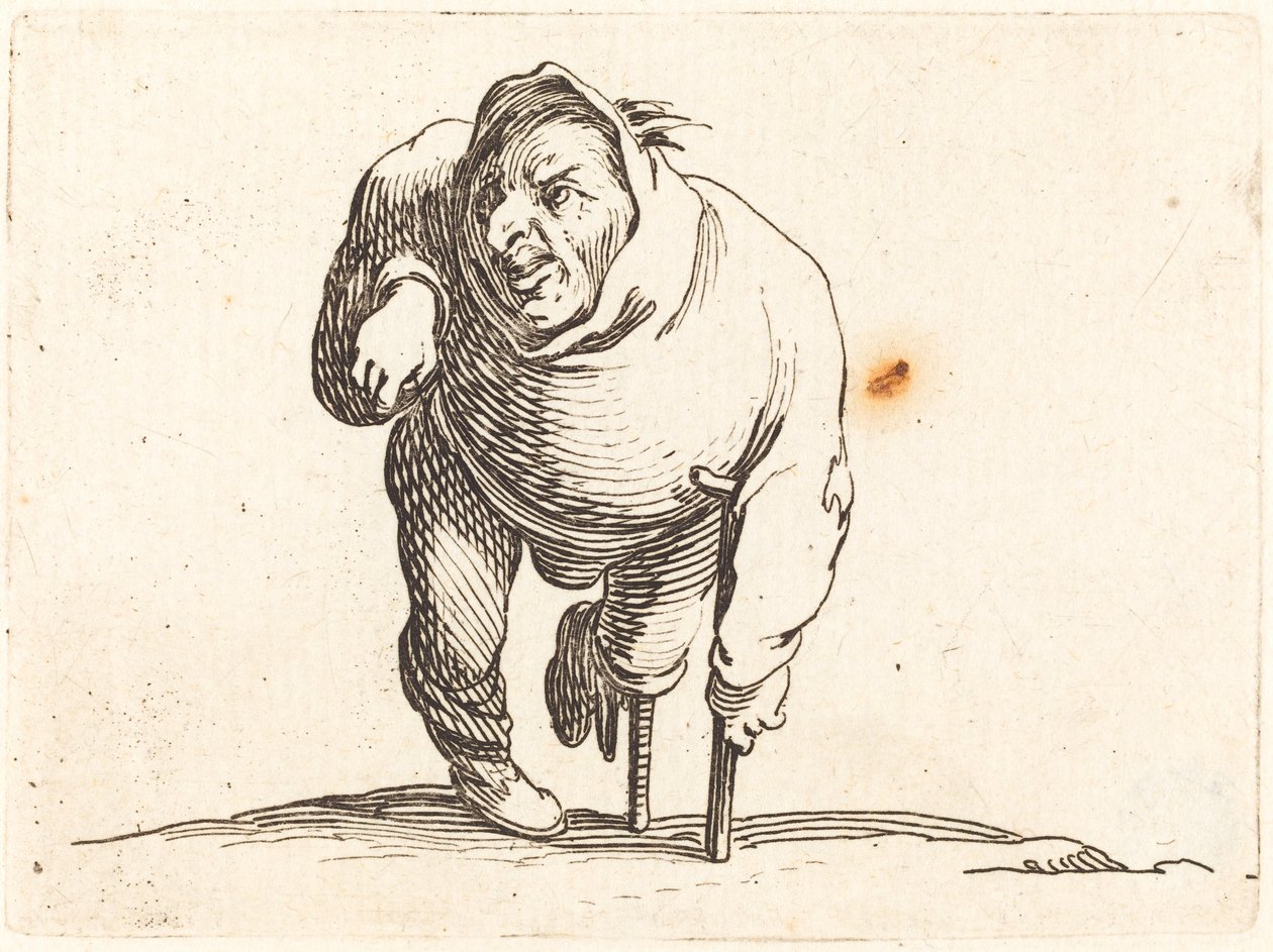 Aleijado com muleta e perna de madeira de Jacques Callot