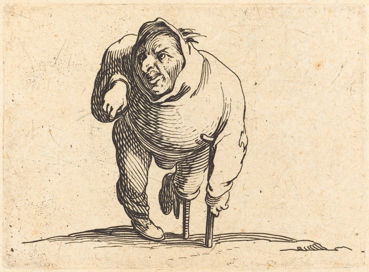 Aleijado com muleta e perna de madeira de Jacques Callot
