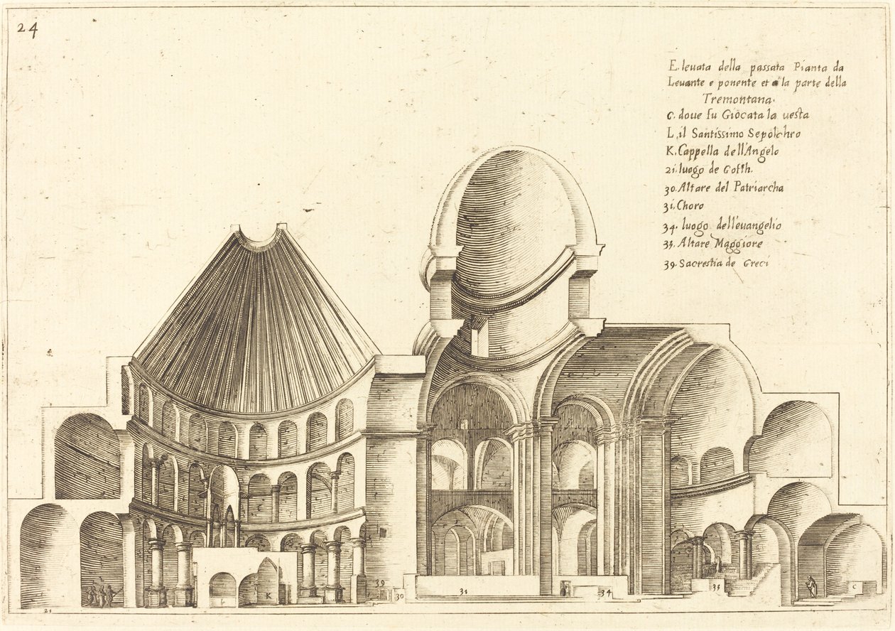 Corte transversal da Igreja do Santo Sepulcro de Jacques Callot