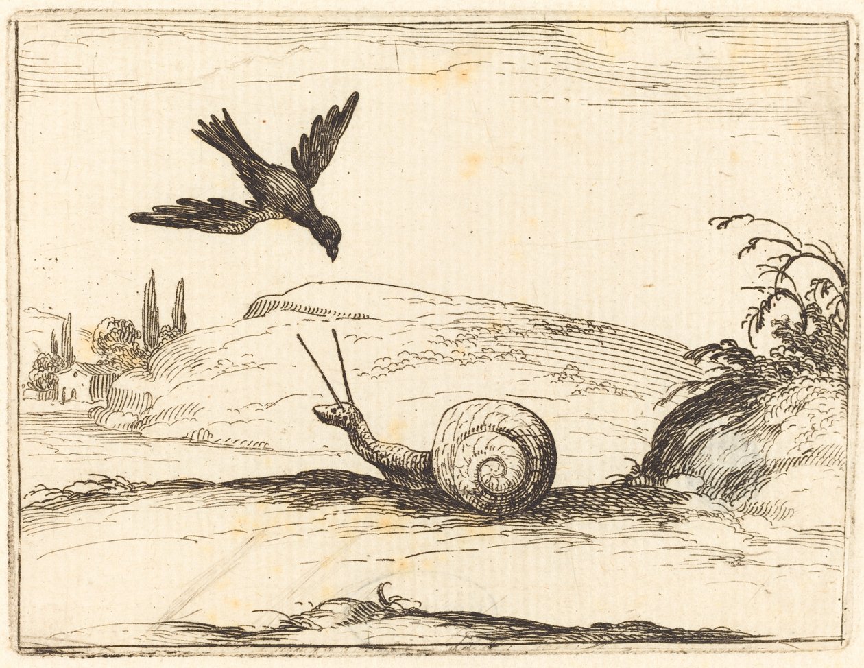 Corvo e Caracol de Jacques Callot